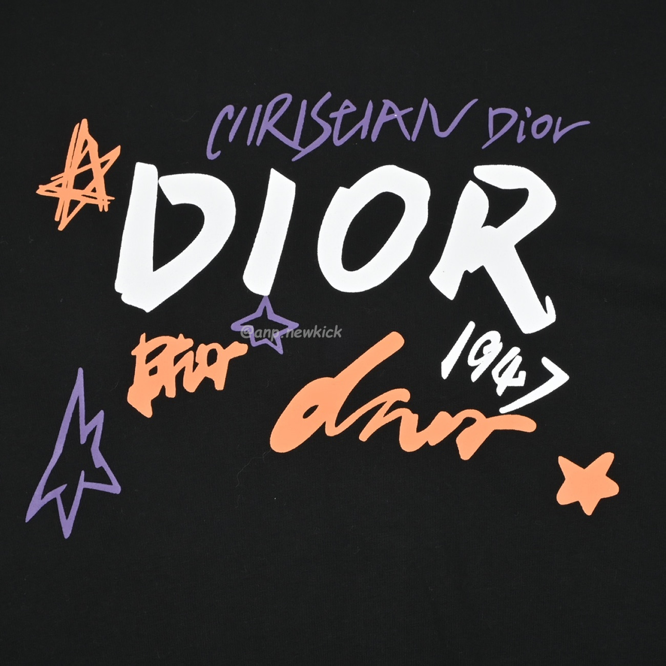 Dior Hand Drawn Sketch Logo Graffiti Short Sleeved T Shirt (5) - newkick.org